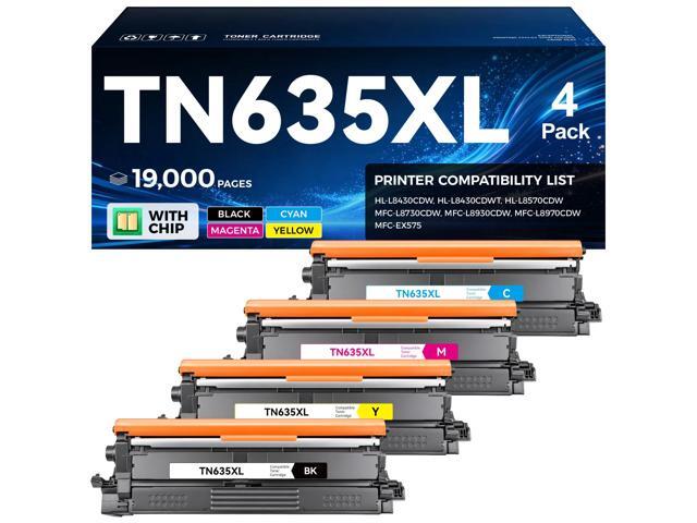 TN635XL TN635 Toner Cartridge with Chip 4-Pack High Yield Replacement Compatible with Brother HL-L8430CDW HL-L8570CDW L8430CDWT MFC-L8730CDW...