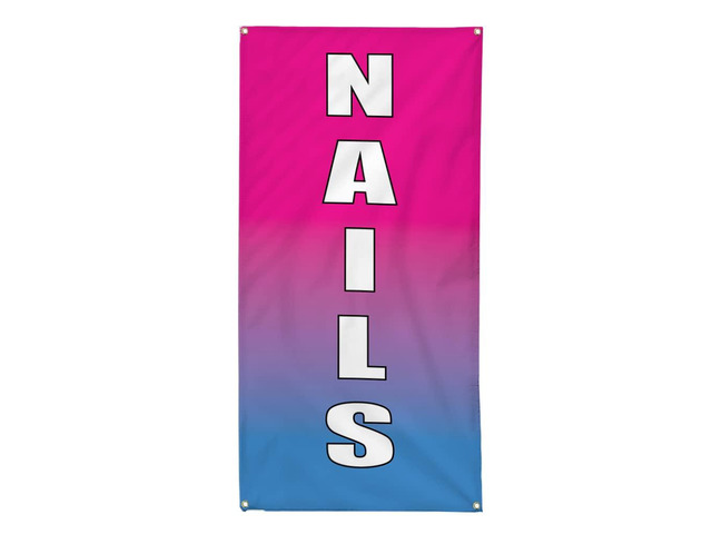 Vertical Vinyl Banner Multiple Sizes Nails Nail Salon Business Outdoor Weatherproof Industrial Yard Signs 10 Grommets 144x60Inches