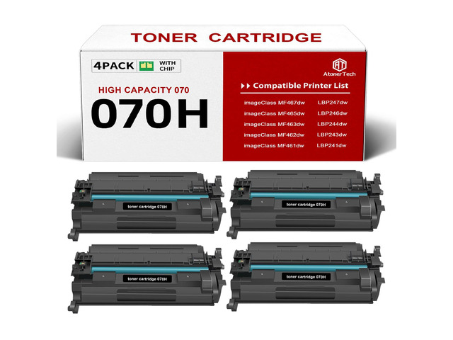 070H 070 High Yieid Toner Cartridge (4-Pack) Replacement for Canon 070 / 070H / CRG-070 Toner with Canon ImageCLASS MF465dw MF462dw LBP247dw...