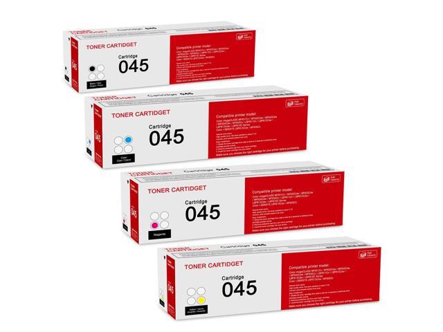 4 Pack 045 BK/C/M/Y Toner Cartridge: Compatible CRG-045 Replacement for Canon Color imageCLASS MF631Cn MF632Cdw MF633Cdw MF634Cdw LBP612Cdw.