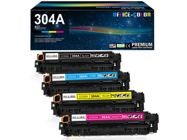 304A Toner Cartridges 4-Pack Replacement for HP 304A CP2025 CM2320 Works with HP Color Laser CP2025,CM2320fxi MFP,CM2320nf MFP,CM2320n MFP;...