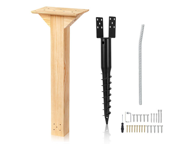 Little Library Mount, Waterproof 4x4x31.5' Wood Post, Post Bracket, No-Dig Ground Anchor, Easy Installation for Outdoor Use, Ideal for Community...