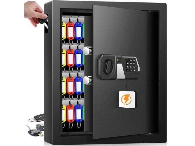 71 Keys Fireproof Key Lock Box, Anti-Theft Key Box Wall Mount with Adjustable Hook Plates, Key Tags and Side Opening, Key Safe Key Cabinet Key...