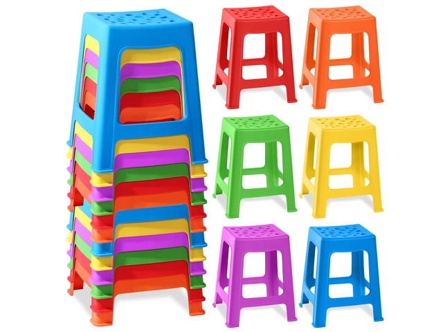 12 Pack Stackable Classroom Stools Plastic Nesting Round Colorful Indoor/Outdoor Flexible Seating Decorative Chairs for Home Office School Classroom