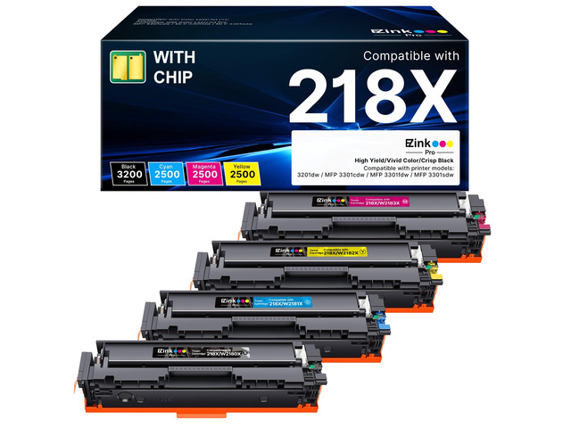 Compatible HP 218X Toner Cartridges 4 Pack with Chip for HP Color LaserJet pro MFP 3301fdw 3301sdw Compatible for 218X 218 218A Toner for LaserJet...