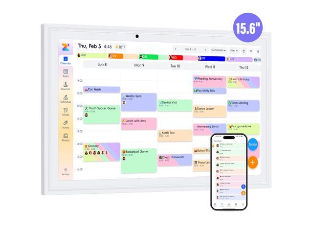 15.6 Inch Digital Calendar, Electronic Calendar Chore Chart, Smart Calendars Wall Full HD Interactive Touchscreen Display for Family Schedules,Task.