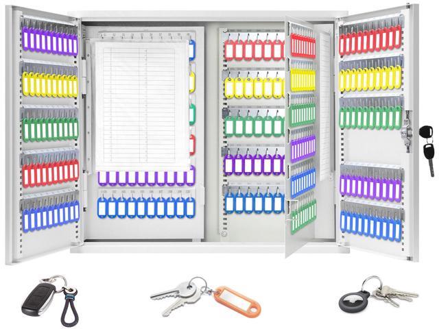 440 Keys Dual-Door Key Lock Box Wall Mount with 20 Adjustable Hook Plates Mechanical Lock, Key Return Drop Slot, Solid Alloy Steel Construction,.