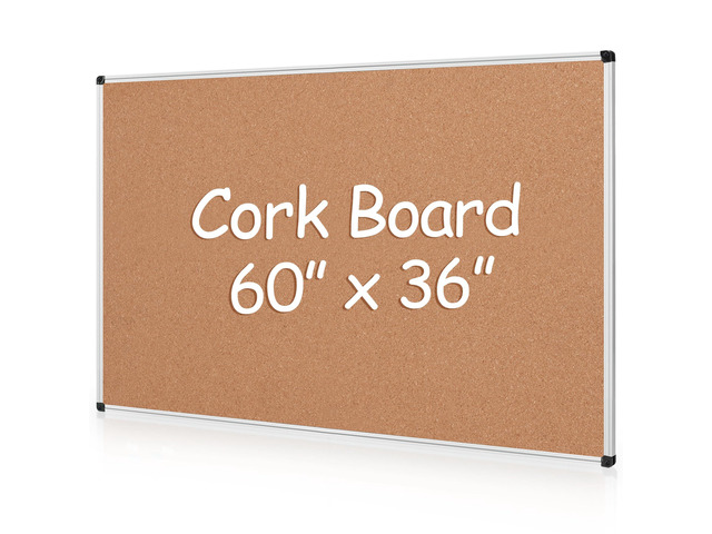 Extra Large Cork Bulletin Board 60' X 36', Silver Aluminum Framed 5'x3' Corkboard for Wall, Wall Mounted Notice Pin Board with 18 Push Pins for...