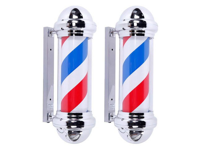 2 Packs 28'' LED Barber Pole Light Classic Style,Hair Salon Barber Shop Open Sign,Rotating Red White Blue LED Strips,IP44 Waterproof Save Energy