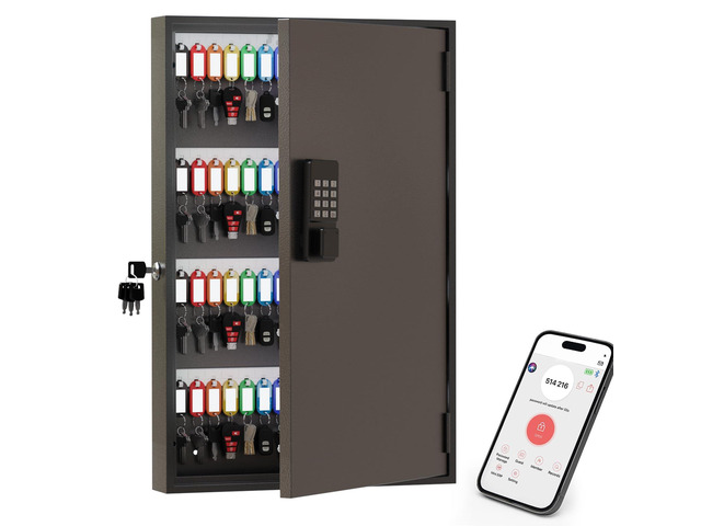 120 Key Lock Box Wall Mount Smart Key Cabinet with Keypad for Office Key Lockbox use Bluetooth App, Custom & One Time Password, WiFi Unlock...