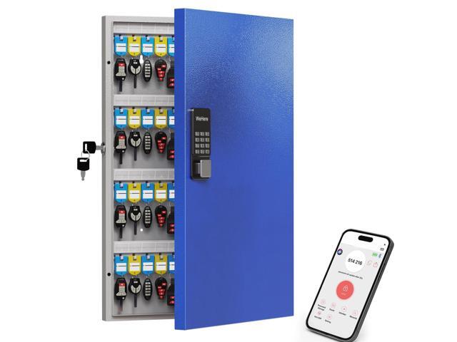 96 Key Lock Box Wall Mount, Smart Key Cabinet with Keypad for Office Key Lockbox use Bluetooth App, Custom & One Time Password, WiFi Unlock (Need.