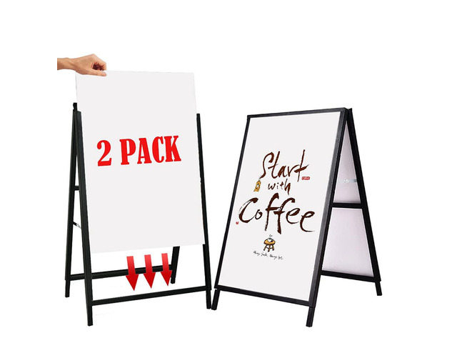 A Frame Sign Heavy Duty Sidewalk Sign for Poster Board 24x 36 inches Double-Sided Sandwich Sign,Including 2 Anti-Glare Covers & Corrugated Boards...