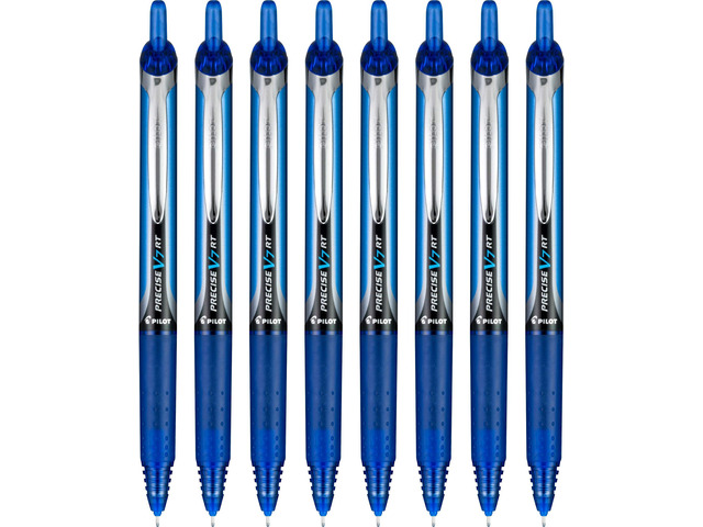 Precise V7 RT Refillable & Retractable Liquid Ink Rolling Ball Pens, Fine Point (0.7 mm) Blue, 8 count (Pack of 8)