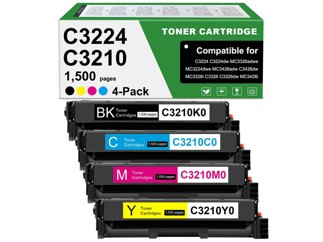 MC3224 Toner Cartridges Compatible for Lexmark C3224 C3326 Toner Cartridge C3210K0 C3210C0 C3210M0 C3210Y0 for C3210 C3326 C3426 MC3224 MC3326...
