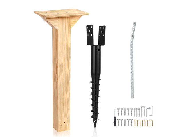 Little Library Mount Kit Waterproof 4x4x31.5' Wood Post, Post Bracket, No-Dig Ground Anchor, Easy Setup for Outdoor Use, Supports All Sizes of...