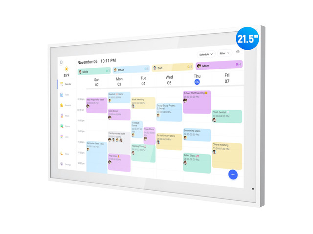Digital Calendar, 21.5 Inch Electronic Calendar & Chore Chart, Smart Family Organizer with Interactive Touchscreen Display, Wall Mount or Desk...