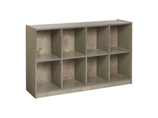 8-Compartment Mobile Backpack Storage Cabinet, Classroom Furniture, Grey Wash