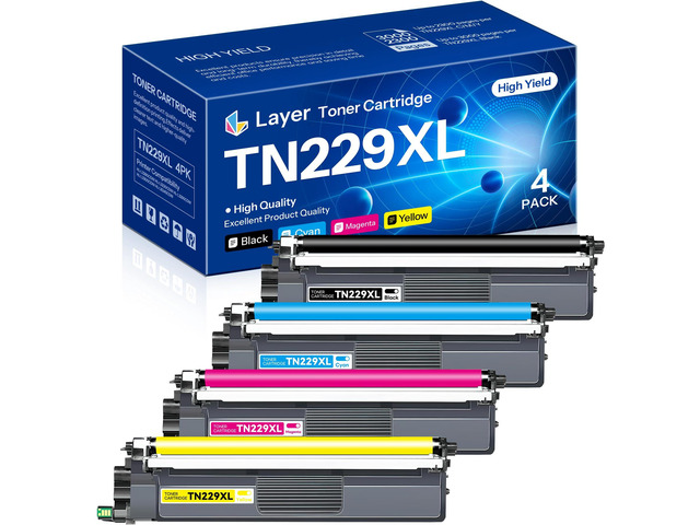 TN229XL High Yield Toner Cartridge Compatible TN-229XLBK/C/M/Y Toner Replacement for Brother TN229XL TN229 HL-L3300CDW HL-L3280CDW MFC-L3720CDW...