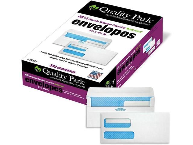#8 5/8 Security Envelopes,Double Window,Self Seal Envelopes for Invoices/Statements,3-5/8' x 8-5/8',24 lb White,500/Box (QUA24539),(Pack of 5)