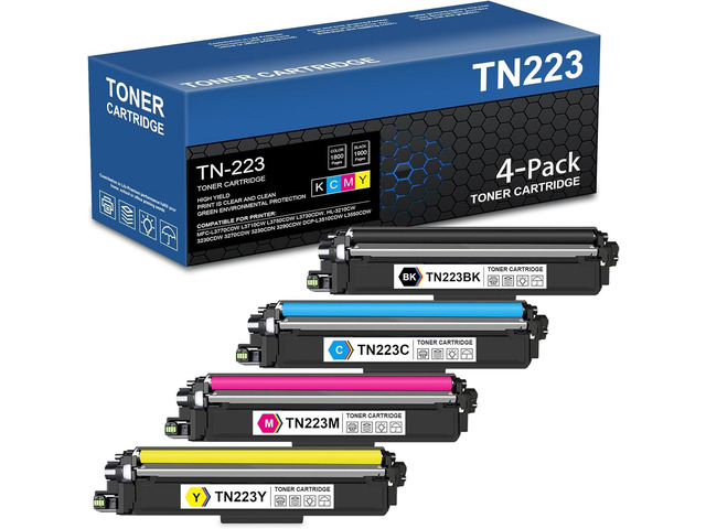 TN223 TN-223BK/C/M/Y Toner Cartridges 4 Pack Replacement for Brother TN-223 TN223BK/C/M/Y Toner HL-L3290CDW MFC-L3750CDW Printer Toner, TN2234PK...