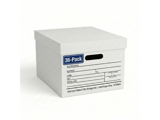 File Boxes with Lids and Handles (36-Pack) - File Storage Boxes for Office Supplies, Book Storage, Moving, and Packaging, Fits Letter and Legal...