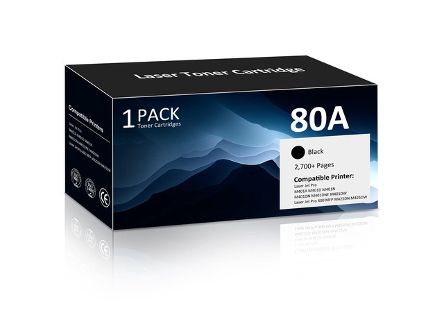 80A CF280A Toner Cartridge Compatible for HP 80A CF280A 80X CF280X 2 Pack Work for HP Pro 400 M401A M401D M401N M401DNE MFP M425DN Printer Ink...