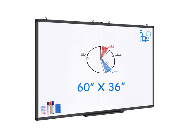Large Magnetic Whiteboard, 60 x 36 Magnetic Dry Erase Board Foldable for Wall, 5' x 3' Aluminum Presentation Big Wall-Mounted Marker Board for...