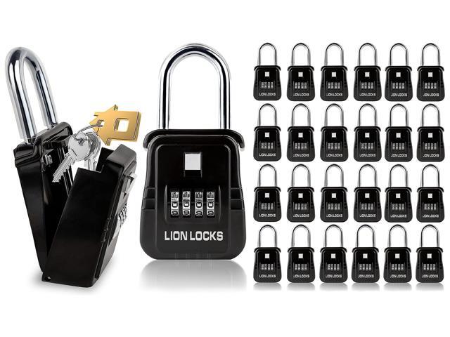 1500 Key Lock Box with Code, Lockbox for Keys Outdoor, Realtor Lock Box for Short-Term Rentals, Holds 5 Keys (24 Pack, Black)