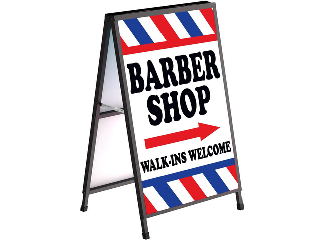 4LessCo 24x36 Inch BARBER SHOP WALK INS WELCOME Double Sided Sidewalk Outdoor A-frame Metal Sign k-wb