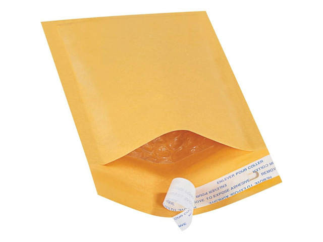 B851SSTT Paper #000 Heat-Seal Bubble Lining Mailer with Tear Strip, 8' Length x 4' Width, Kraft (Case of 500)