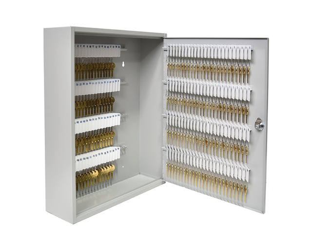 STEELMASTER Key Holder Cabinet - 200-Key Cabinet - 200 Easy-to-Write-On Key Tags - Piano Hinged Door - Standard Keyed Lock - Steel Construction -...