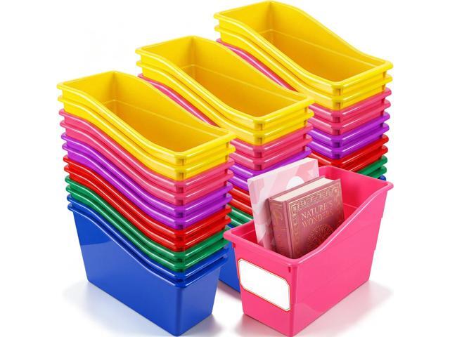 36 Pcs Book Bins Bulk for Classroom Storage Plastic Magazine Holder with Label Interlocking File Folder Organizer Binder Container Box for School.