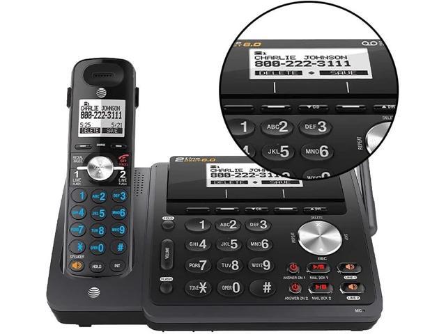 TL88102BK Expandable Cordless Phone with 2 Lines, DECT 6.0 Technology, Answering System and Dual Caller ID/Call Waiting