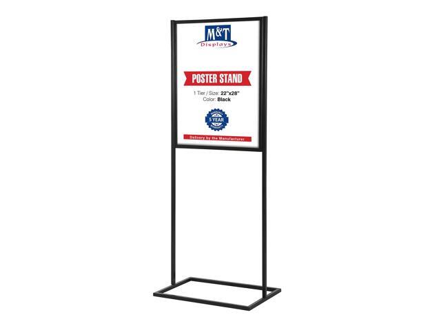 Metal Eco Info Board Black 22x28 Inches Slide-In Poster Sign Holder 1 Tier Double Sided Floor Standing Pedestal Advertising Display with Backing.