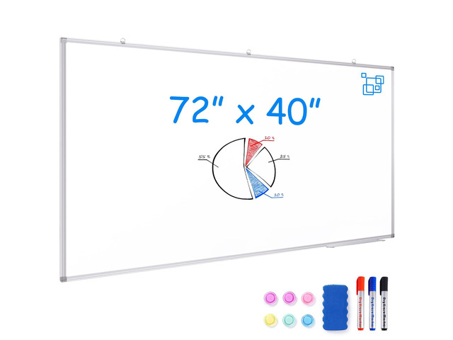 Dry Erase Board 72 x 40 Inch, Large Magnetic White Board for Wall, Aluminum Frame Erase Board Presentation Wall-Mounted Marker Board with a Long...