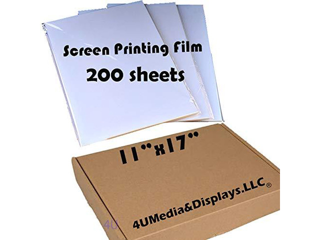 200 SHEETS Waterproof Inkjet Transparency Film for Silk Screen Printing (11'x17')