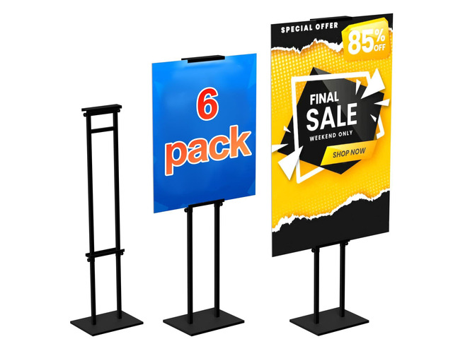 6Pack Poster Stand for Display, Adjustable Floor Stand Sign Holder Pedestal Sign Stand, Heavy Duty Banner Stand with Non-Slip Base, Height Up to...