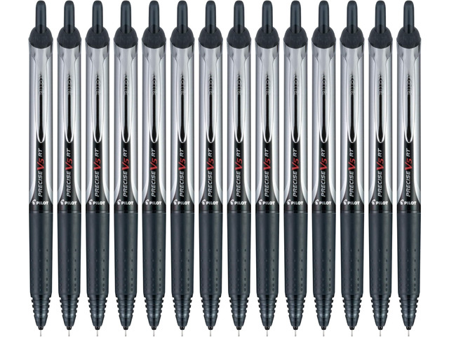 Precise V5 RT Refillable & Retractable Rollerball Pens, Extra Fine Point Pens 0.5 mm, Black, 14 count - Ideal for School, Journaling & Office...