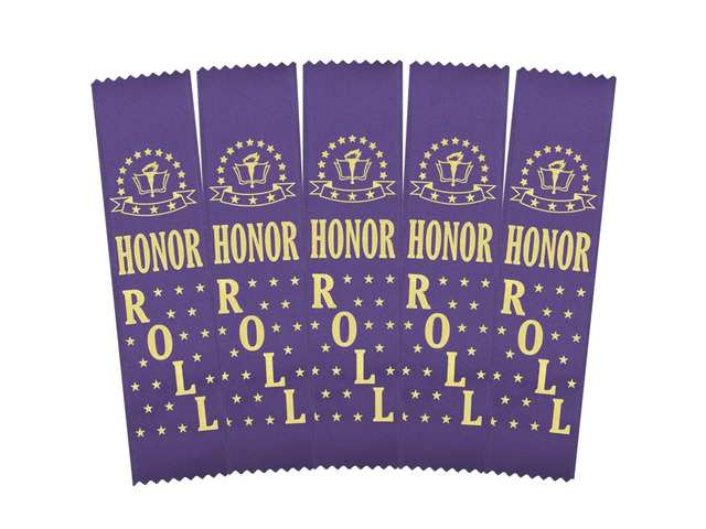 Honor Roll Award Ribbons - 500 Royal Purple Bookmark Style Ribbons
