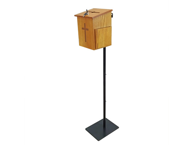 MDF Donation Box Floor Stand Lobby Foyer Tithes & Offering Suggestion Collection Ballot Box 11065+10885