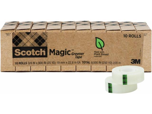 Magic Greener Tape, 10 Rolls, Numerous Applications, Invisible, Engineered for Repairing, 3/4 x 900 Inches, Boxed (Pack of 12)