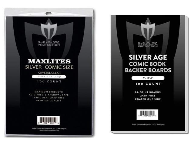 Silver Age Comic Book Bags and Boards - 500 Count Acid Free Comic Sleeves - 2 Mil OPP Clear Backing Boards 24 Pt Archival Storage