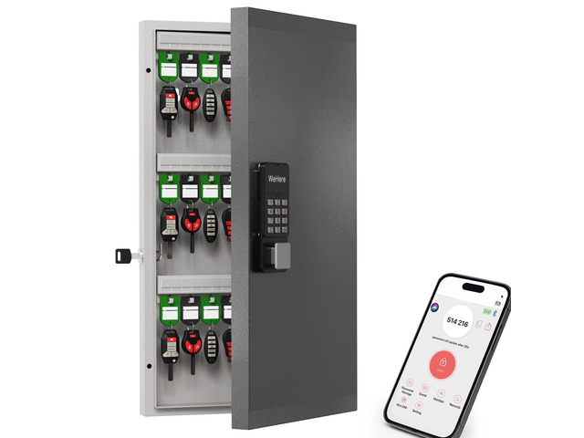 48 Key Lock Box Smart Key Organier Cabinet with Keypad & App for Office Wall Mounted Lockbox use Bluetooth, Custom/One Time Password, WiFi (Need...