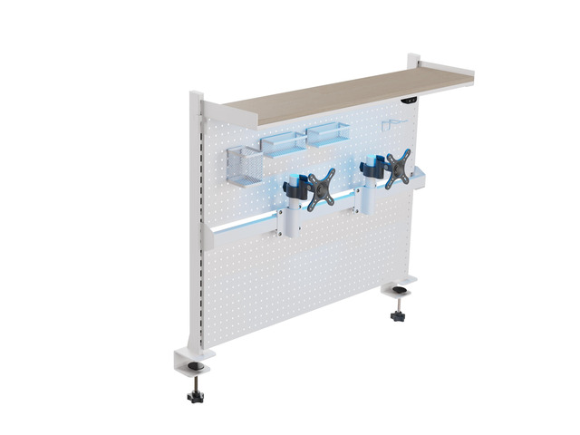 Desk Pegboard with Dual Monitor Stands, LED Metal Pegboard for Gaming Desk, Privacy Panel with 4 Accessories Modular Hanging, Computer Accessories...