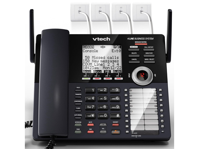 AM18447 Main Console 4-Line Small Business Phone System - Expandable to 10 Stations, Digital Answering Machine, Auto Attendant, Intercom & Custom...