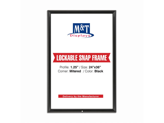 Lockable Snap Poster Frame 24x36 Inch Black 1.25' Aluminum Profile Front Loading Wall Mounting Picture Photo Document Certificate Sign Holder...