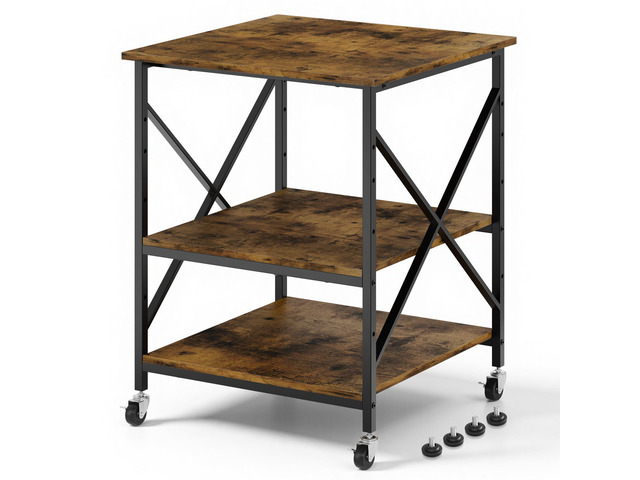24'x24'x30' Large Printer Stand with Storage, 3 Tier Rolling Printer Cart Table, Mini Fridge Stand with Wheels, Use for 3D Laser Printer Home...