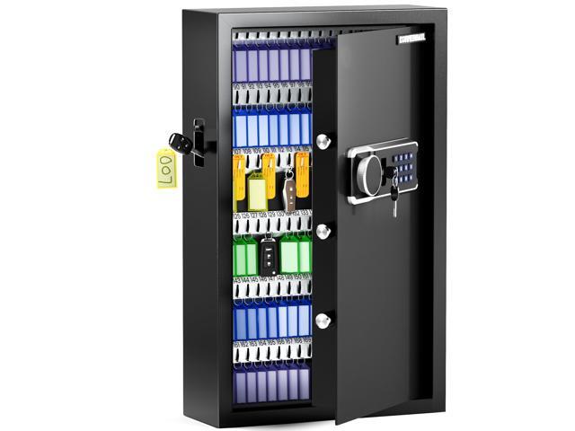172 Key Heavy Duty Lock Box Wall Mount for Keys with Code Electeonic Key Cabinet with Key-Out Tags, Deposit Slot, Adjustable Hooks, Silent Mode,...
