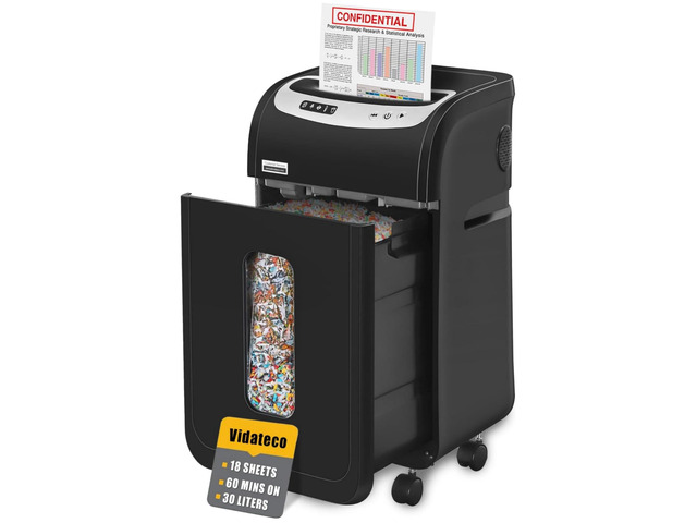 18-Sheet Paper Shredder for Home Office Heavy Duty Micro Cut 60-Minute Micro Cut P-4 Security, Auto-Reverse Anti-Jam System, 7.9-Gallon Pullout...