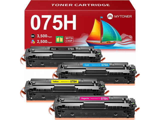 075H Toner Cartridge Set High Yield for MF665Cdw LBP646Cdw MF663Cdw With Chip, Replacement for Canon 075, Compatible with Color imageCLASS MF660C...